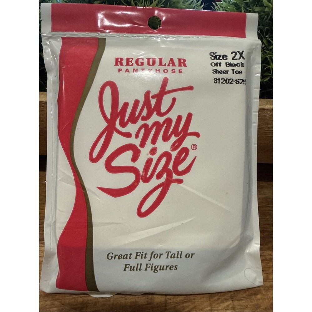 New Just My Size 2X Regular Sheer Toe Pantyhose in OFF BLACK NOS by L’eggs